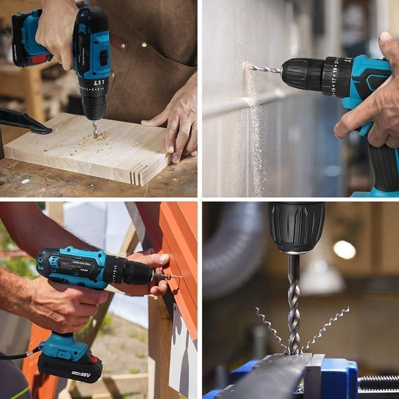 Impact Drill and Driver Set - Power Tool Kit with 2 Batteries
